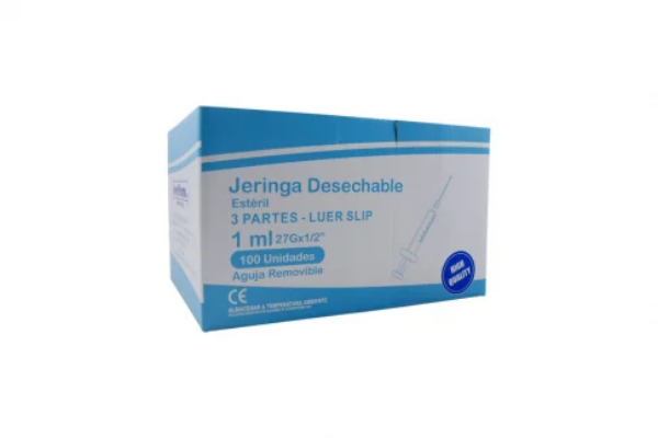 Imagen de JERINGA 1ML INSULINA AGUA REMOVIBLE CJ*100UND