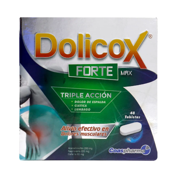 Imagen de DOLICOX FORTE MAX CAJA*48 TABS (ACETAMINOFEN/NAPROXENO/CAFEINA)