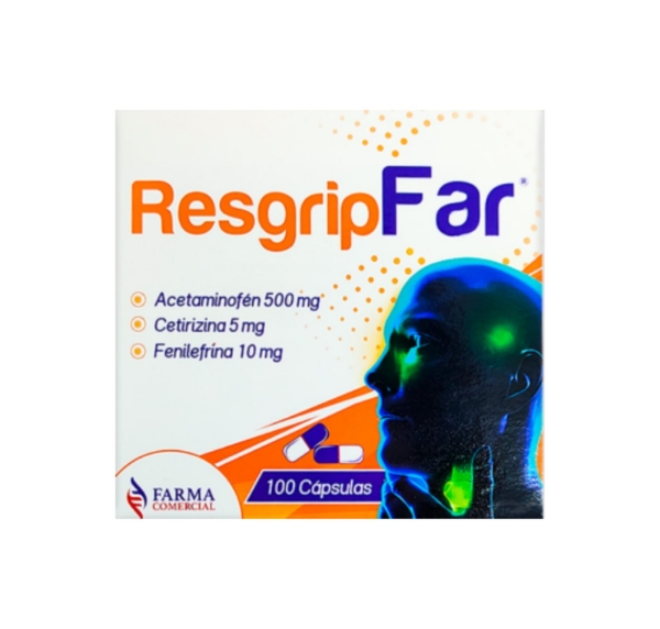 Imagen de RESGRIPFAR (ACETA+CETIRI+FENILEFRINA)CJ*100 CAPS