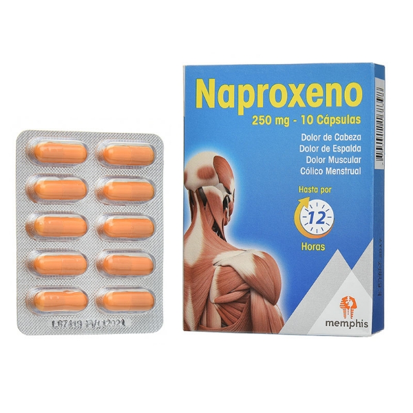 Imagen de NAPROXENO 250mg CJ*10 CAPS