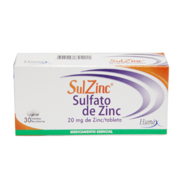 Imagen de SULZINC 20MG (SULFATO DE ZINC) CJ*30 TABS