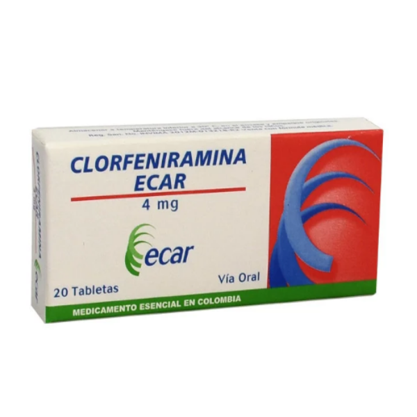 Imagen de COLRFENIRAMINA 4MG CAJA*20 TABLETAS