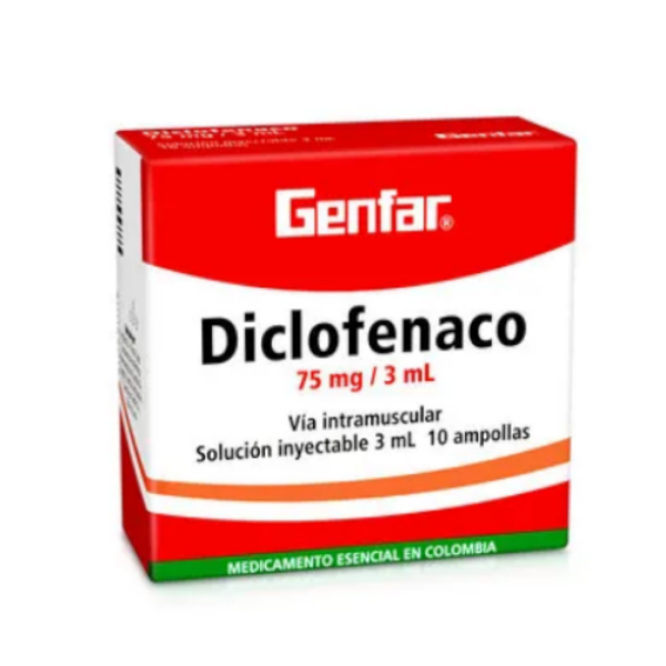 Imagen de DICLOFENACO 75Mg/3Ml CJ*10 AMP Genfar
