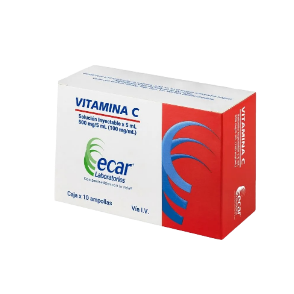 Imagen de VITAMINA C SOLUCION INYECTABLE 5 ML *10 AMPOLLAS