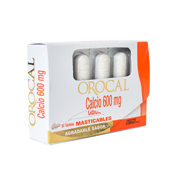 Imagen de OROCAL (CALCIO 600 MG) CAJA*30 TAB MASTICABLE
