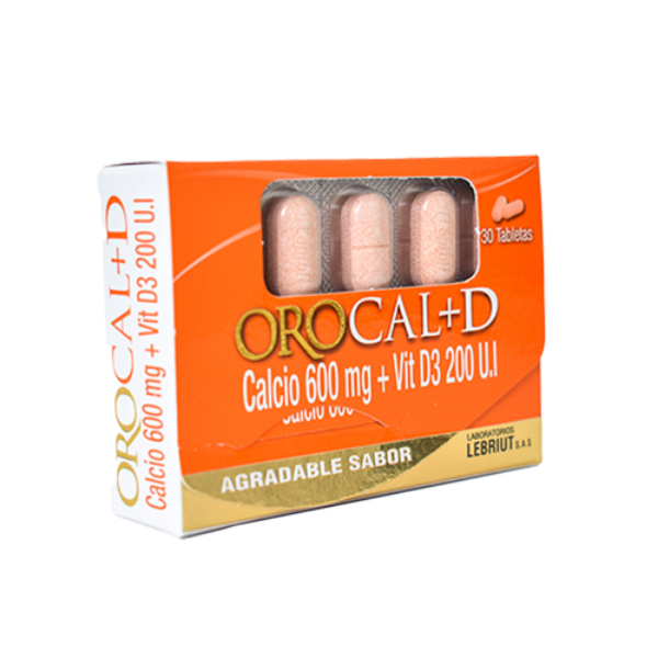 Imagen de OROCAL+D (CALCIO 600 MG+VIT D3 200 U.I) CAJA*30 TABLETAS