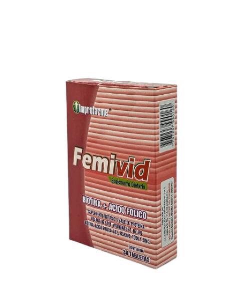 Imagen de FEMIVID CAJA*30 TAB(BIOTINA+ACIDO FOLICO