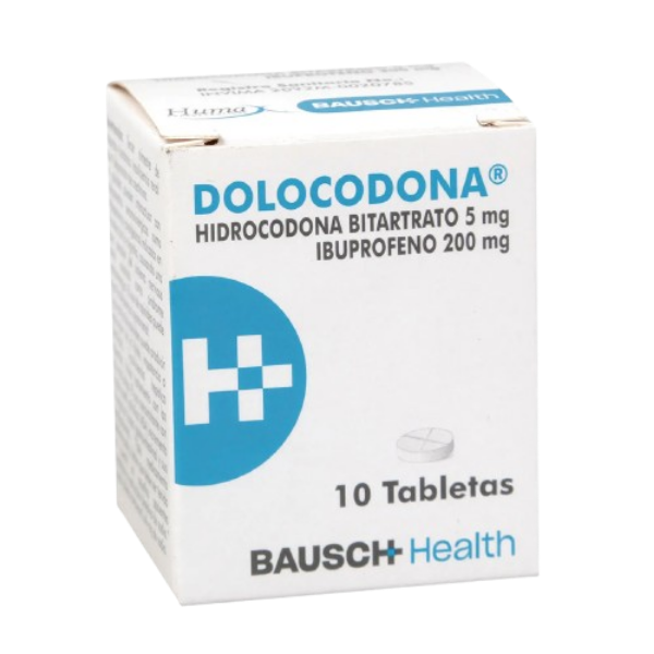 Imagen de DOLOCODONA (Hidrocodona Bitartrato  5mg+Ibuprofeno 200mg)*10TAB