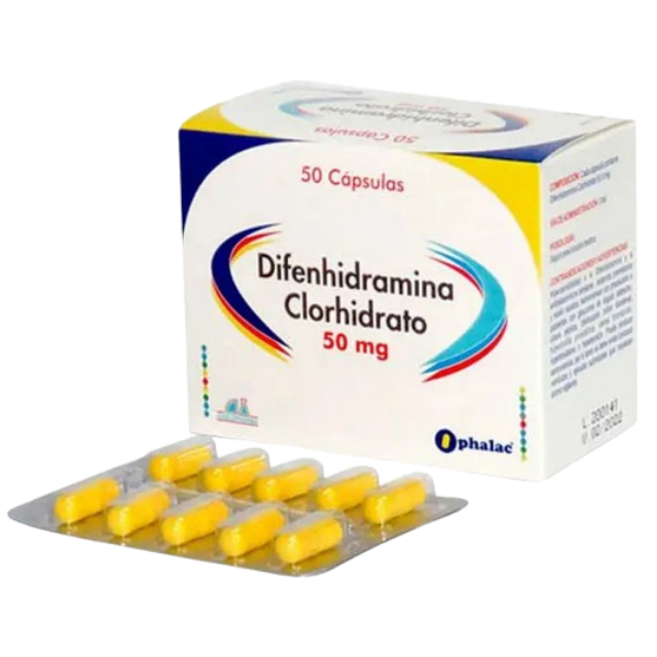Imagen de DIFENHIDRAMINA HCL 50MG*50 CAP